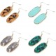 4Pairs Oval Acrylic Dangle Earrings For Women Lightweight Leopard Blue Green Shell Beige Mottled Resin Statement Oval Drop Earrings Set